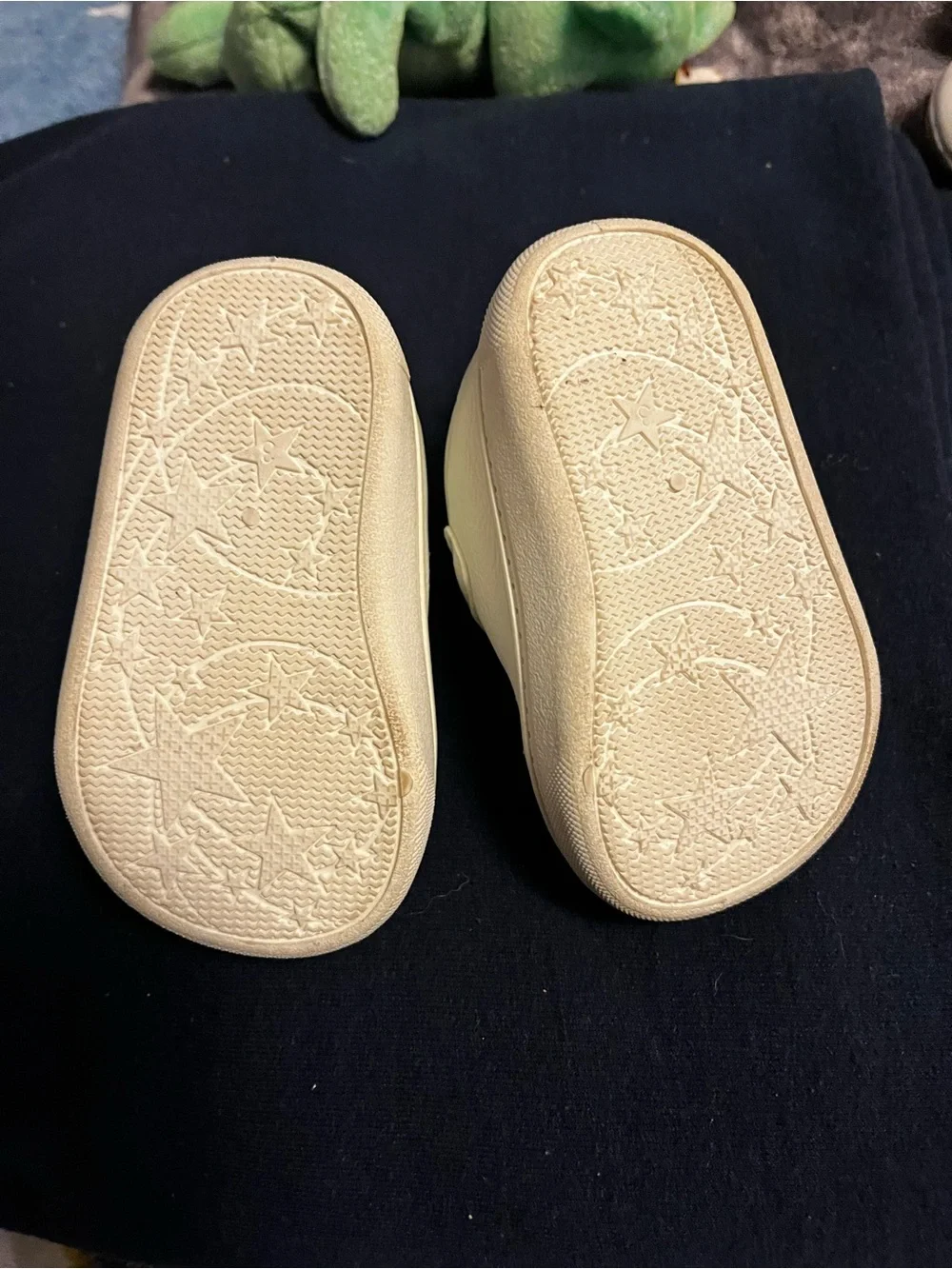 Carter's Cream Velcro Baby Walker Shoes with Navy Accent